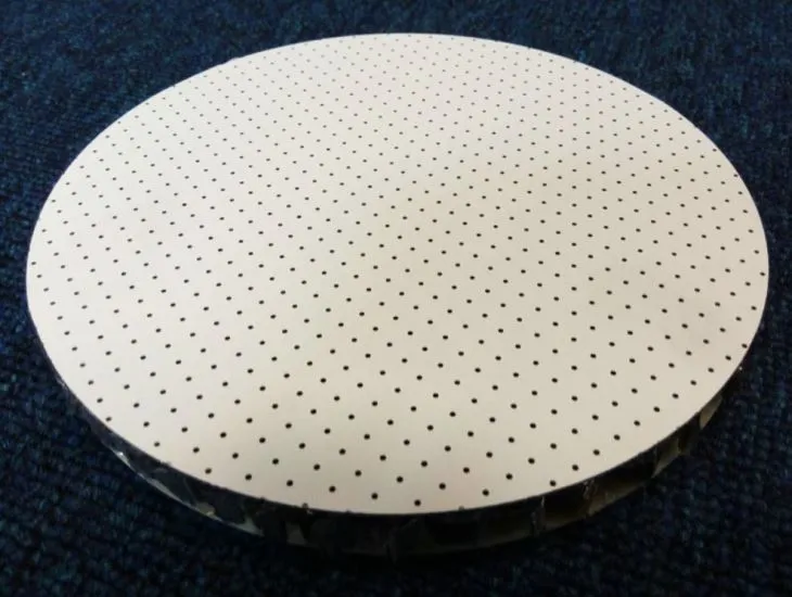 Perforated aluminum honeycomb panels for ceilings